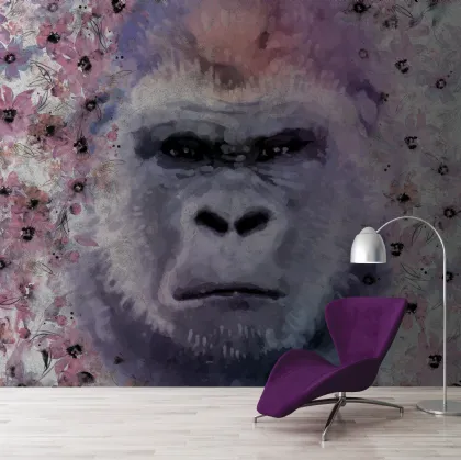 Carta da parati Monkey Kong dai toni viola di Instabilelab