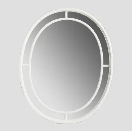 Specchio ovale Chione con cornice in agglomerato finitura White Vintage di Dialma Brown