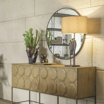 Specchio tondo Circe con cornice in alluminio di Dialma Brown