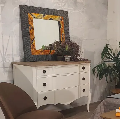 Specchio quadrato Demetra con cornice in legno con motivo e decorazione, lavorato a mano di Dialma Brown