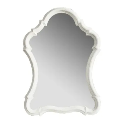 Specchio sagomato Pandia con cornice in agglomerato finitura White Vintage lavorato a mano di Dialma Brown