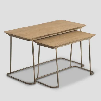 Tavolino rettangolare Amy con top in legno e base in metallo di Dialma Brown