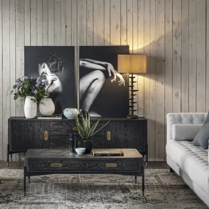 Tavolino rettangolare Mika in legno con base in metallo di Dialma Brown