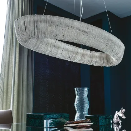 Lampada a sospensione composta da catenelle in alluminio Cellini di Cattelan Italia