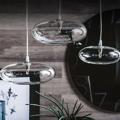 Lampada a sospensione in vetro borosilicato trasparente Lim di Cattelan Italia