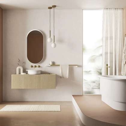 Mobile da Bagno sospeso Luxor 01 in legno di Arbi