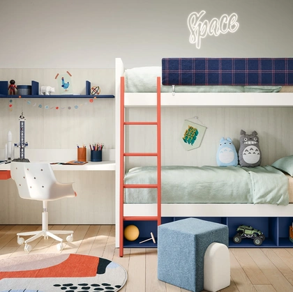 Cameretta con letti a castello Camelot di Nidi