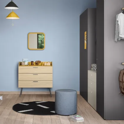 Cameretta a soppalco con scrivania Kids space 13 in melaminico di Nidi