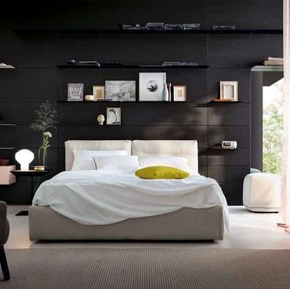 Letto imbottito Bombosoft con contenitore di Kristalia