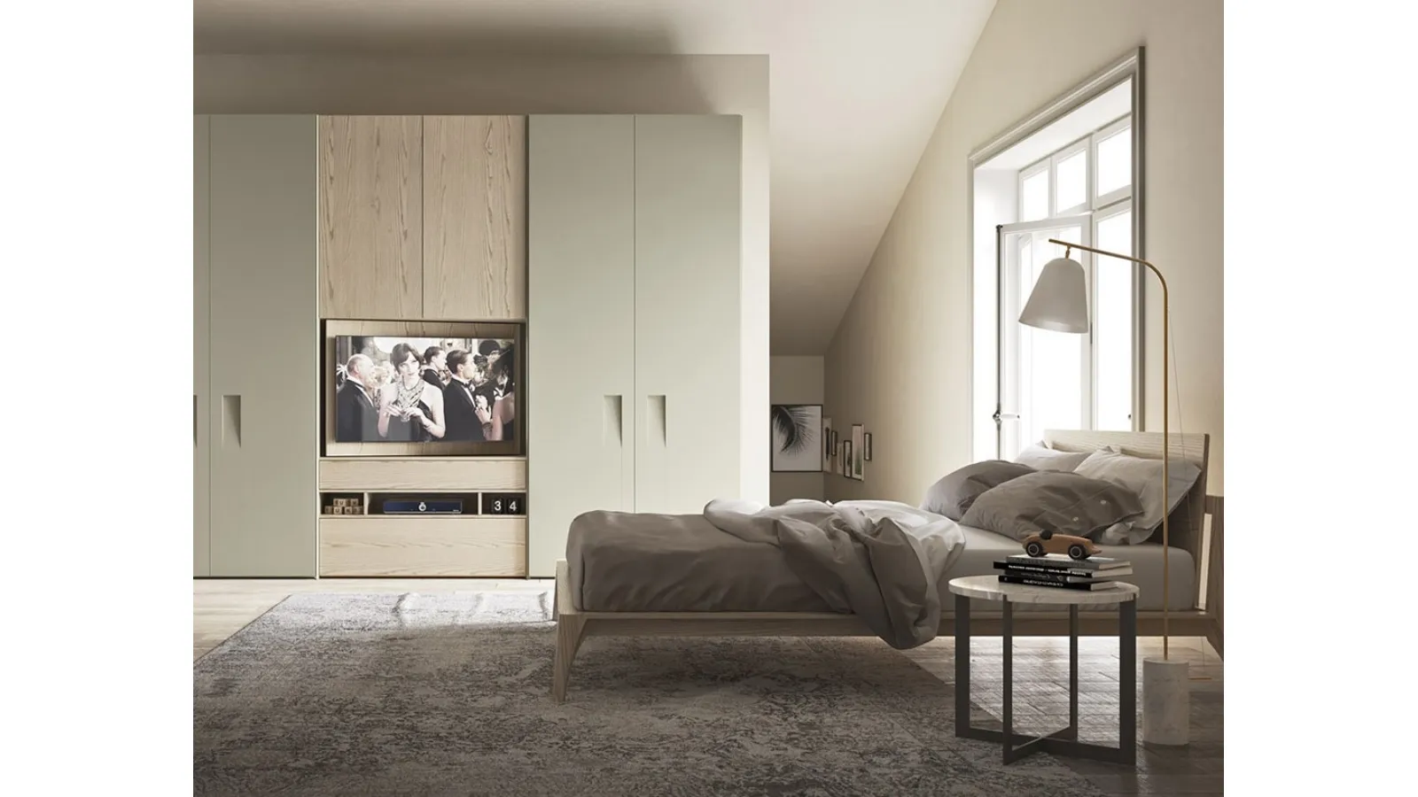 Letto moderno in legno con testiera Lauren di Ballancin