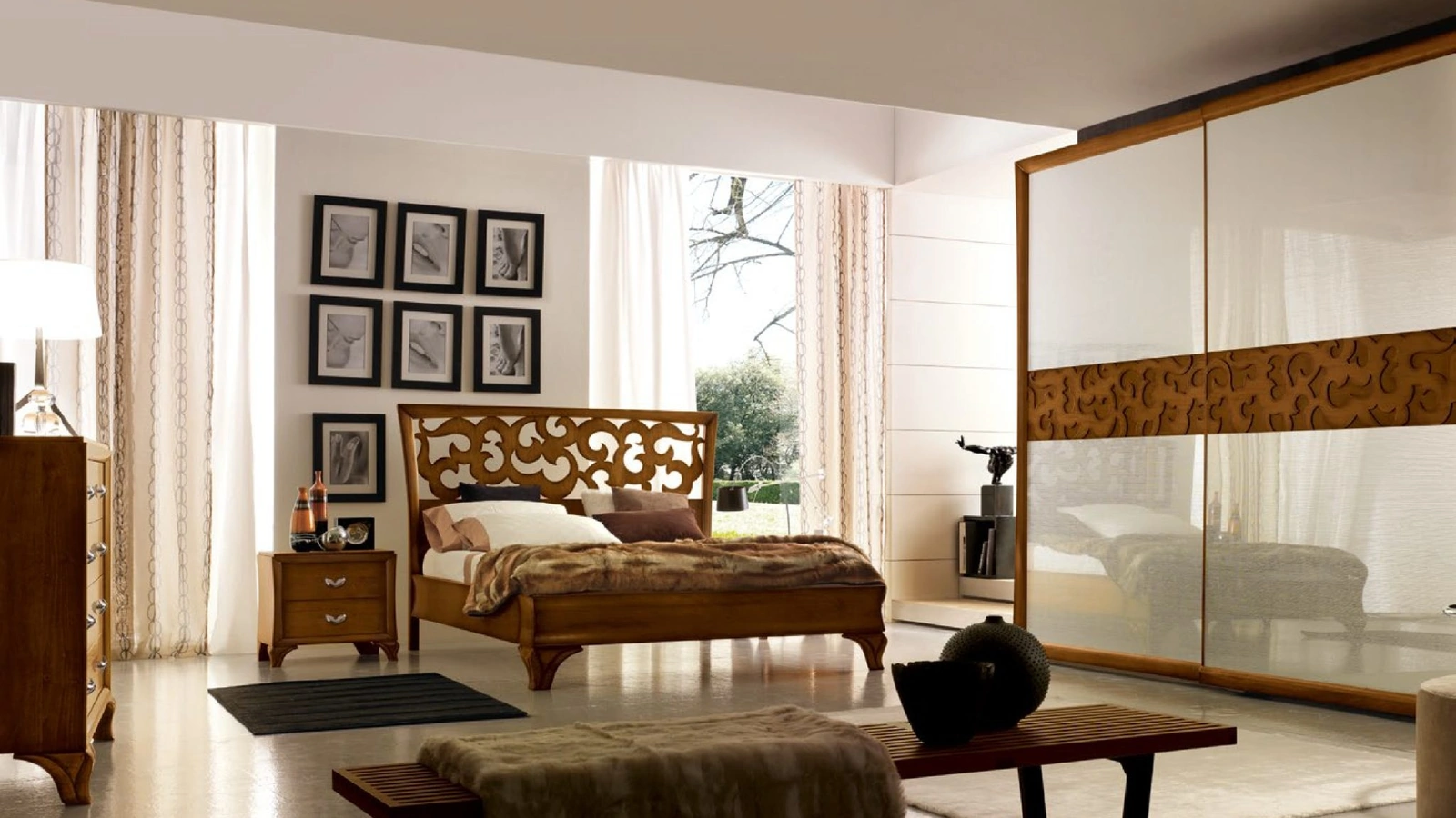 Letto in legno con testiera intagliata Portofino di Modo 10