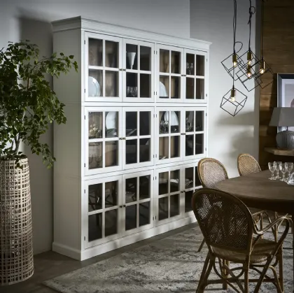 Libreria a muro Amalfi in legno laccato Bianco di Dialma Brown