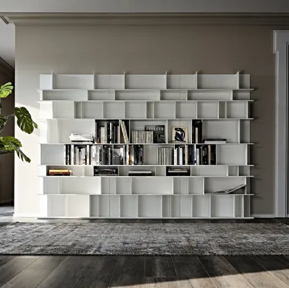 Libreria a muro in MDF laccato bianco Wally di Cattelan Italia