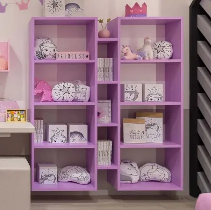 Libreria sospesa in laccato lilla Outline MC034 di Moretti Compact