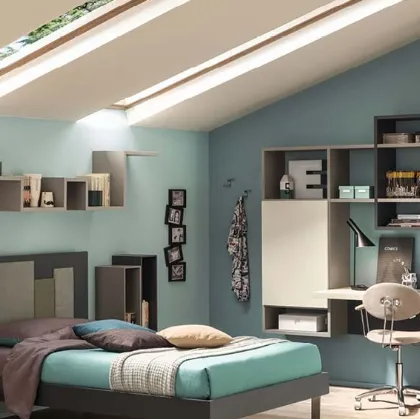 Libreria in melaminico e  laccato YC317 di Moretti Compact