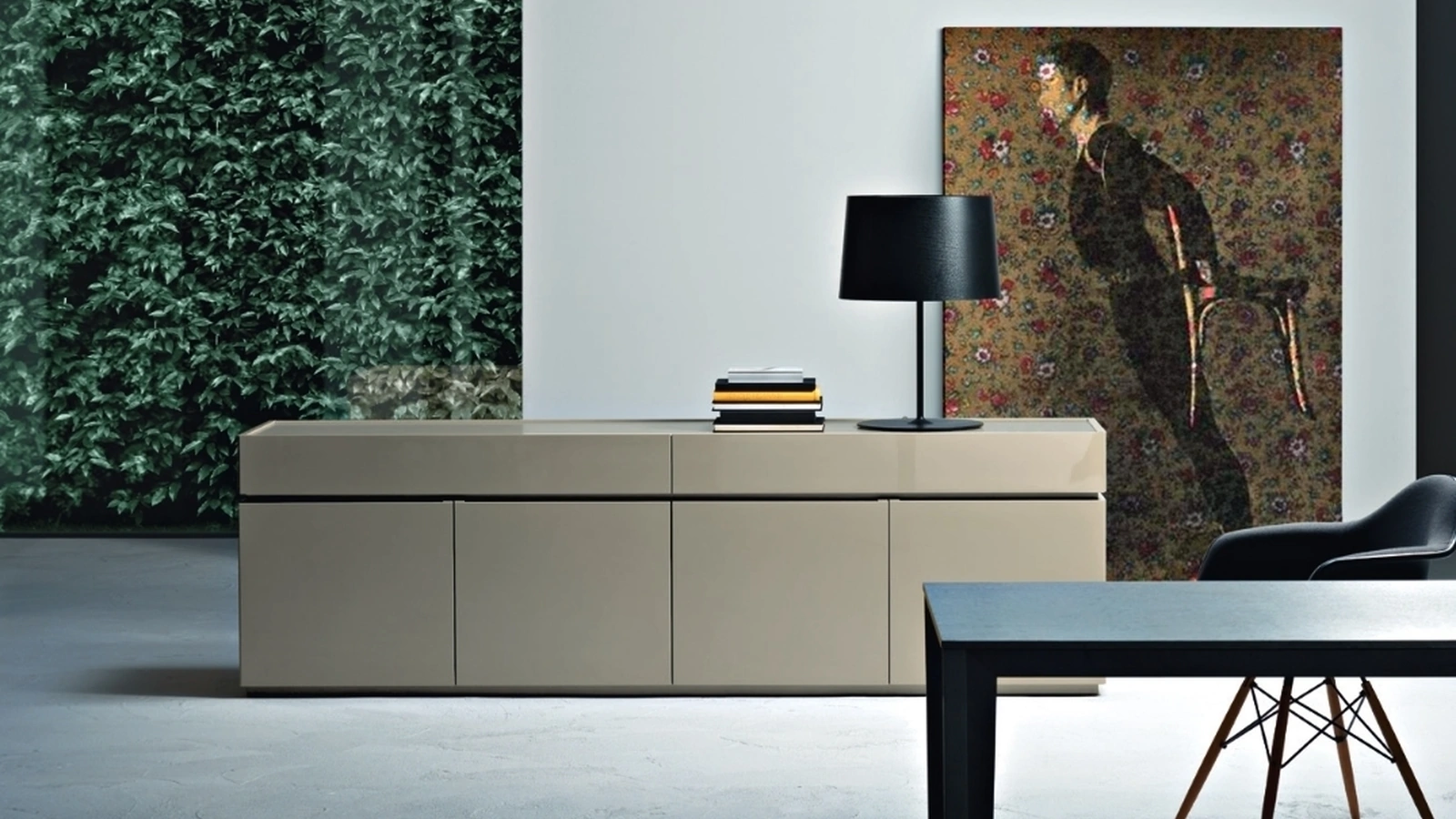 Madia Cidori 01 in laccato Juta lucido e opaco di Sangiacomo