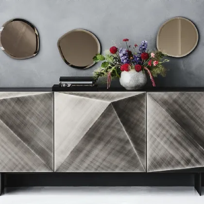 Madia Kayak in laccato Brushed Grey con piedini in acciaio di Cattelan Italia