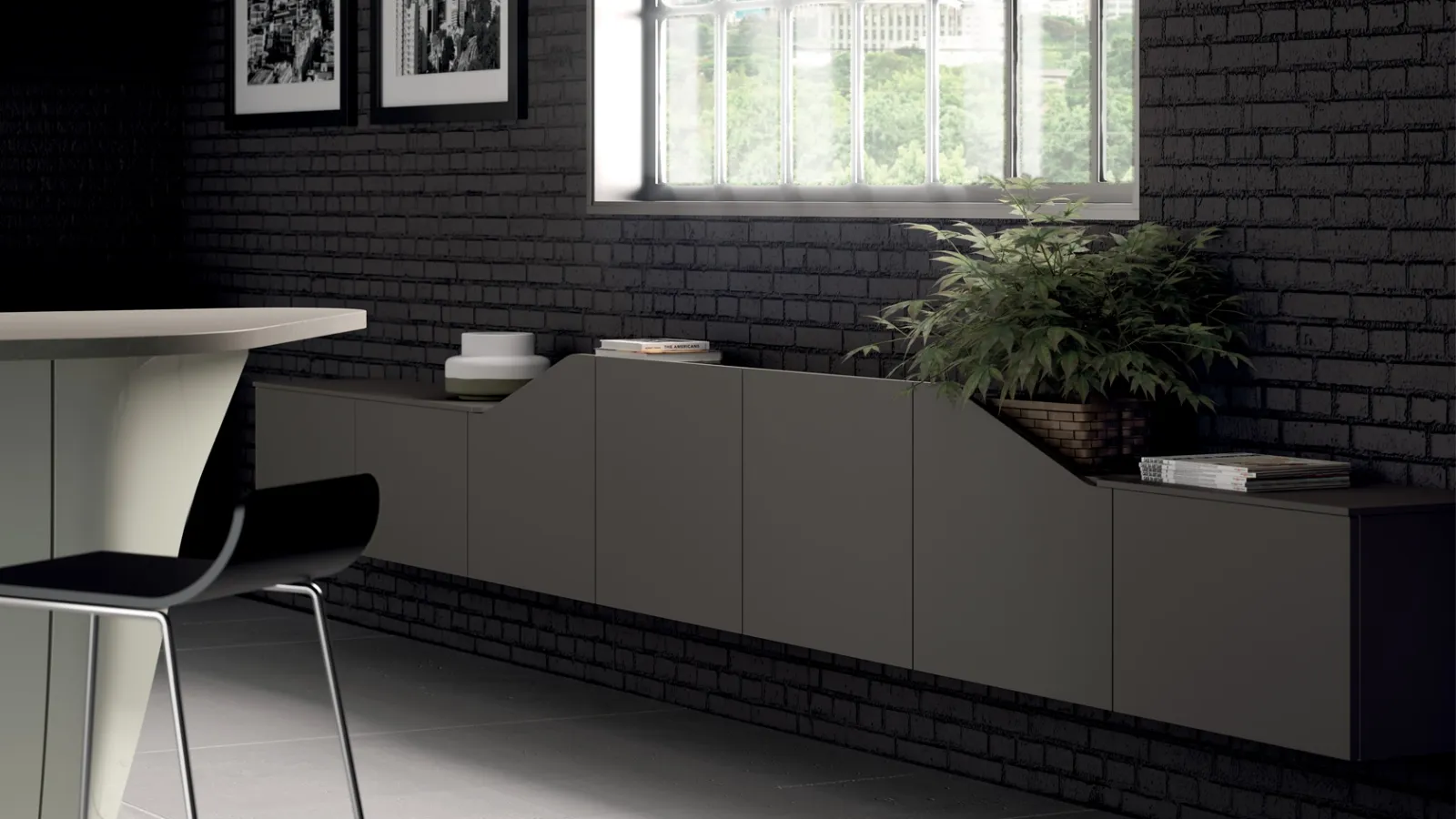 Madia Living Flux Slim in Laccato Opaco Grigio Titanio di Scavolini