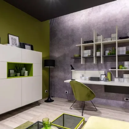 Madia Alta in laminato con wallbox a giorno laccato LV210 di Moretti Compact