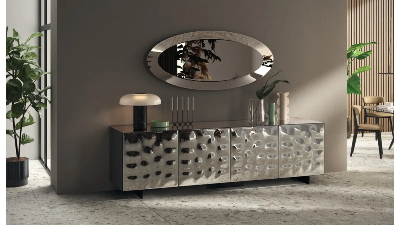 Madia Sideboard 02 in vetro specchiato Glow di Scavolini