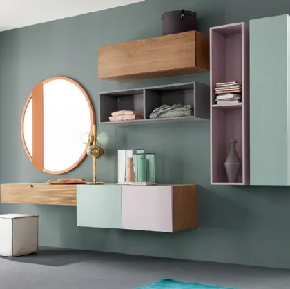 Mobile sospeso Living Zero 16 L07 in Rovere laccato e naturale di Devina Nais
