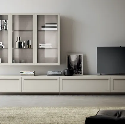 Parete Attrezzata Living Carattere Laccato opaco Tortora di Scavolini