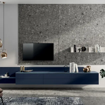 Parete Attrezzata Living Liberamente in laccato Blu Moon di Scavolini