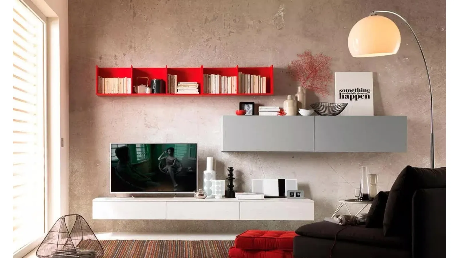 Parete attrezzata sospesa moderna LV112 di Moretti Compact