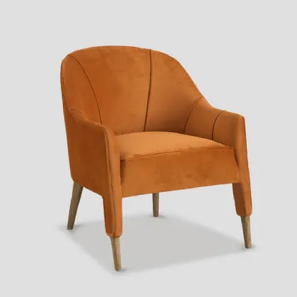 Poltroncina Bradford in tessuto con gambe in legno di Dialma Brown