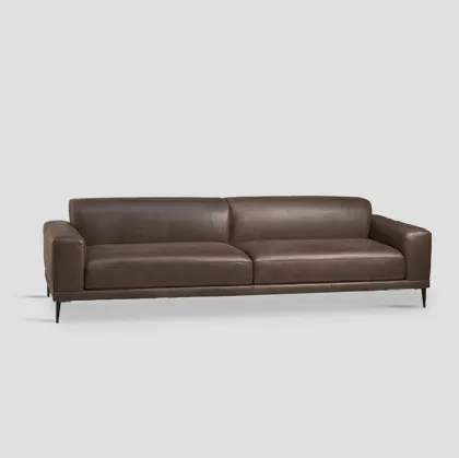 Divano lineare Rotterdam con rivestimento in vera pelle di Dialma Brown
