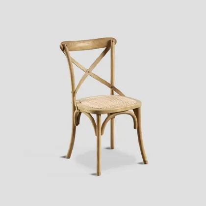 Sedia Arianna in legno massello di Rovere naturale con seduta in cannettato intrecciato di Dialma Brown
