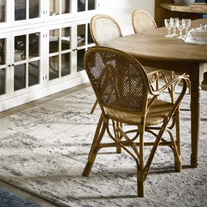 Sedia Clotilda in vero Bamboo e Rattan patinato con seduta e schienale cannettato intrecciato di Dialma Brown