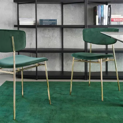 Sedia in tessuto con struttura in ottone lucido Fifties di Calligaris