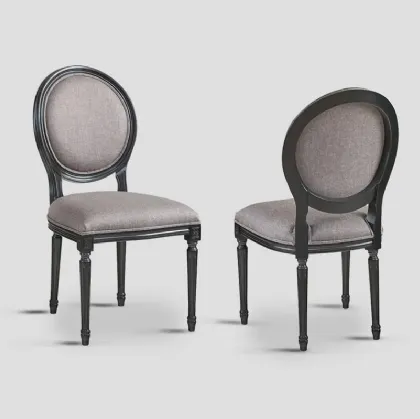 Sedia Pompea in tessuto imbottito con struttura in legno massello laccato Black Vintage di Dialma Brown