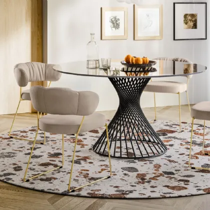 Sedia in microfibra imbottita con struttura in ottone verniciato Quadrotta di Calligaris