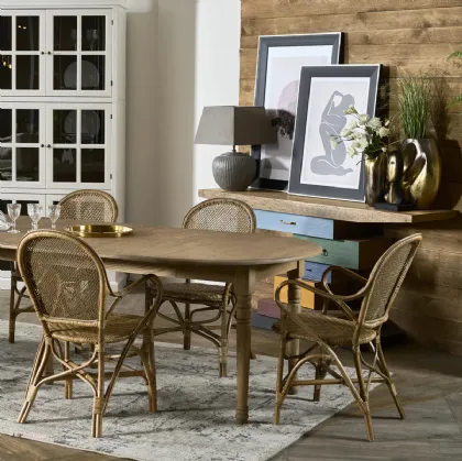 Tavolo tondo allungabile Favignana realizzato in legno massello di Rovere naturale di Dialma Brown