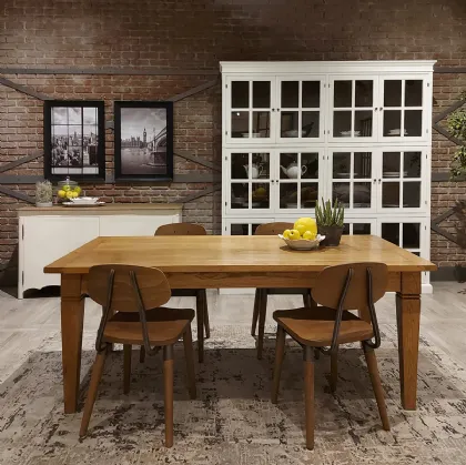 Tavolo rettangolare allungabile Merida realizzato in legno stratificato e legno massello di Rovere naturale di Dialma Brown