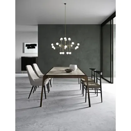 Tavolo rettangolare Relevé con top in ceramica e struttura in essenza di Presotto