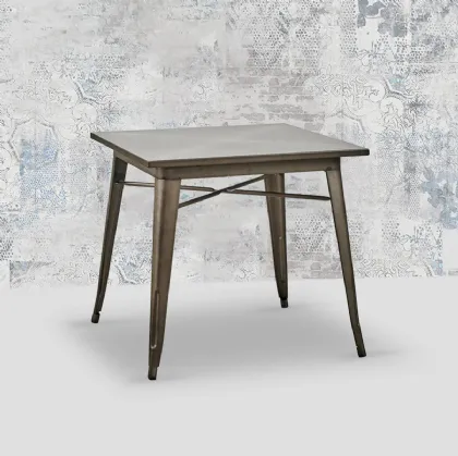 Tavolo quadrato Steel con struttura in metallo finitura Canna di fucile di Dialma Brown