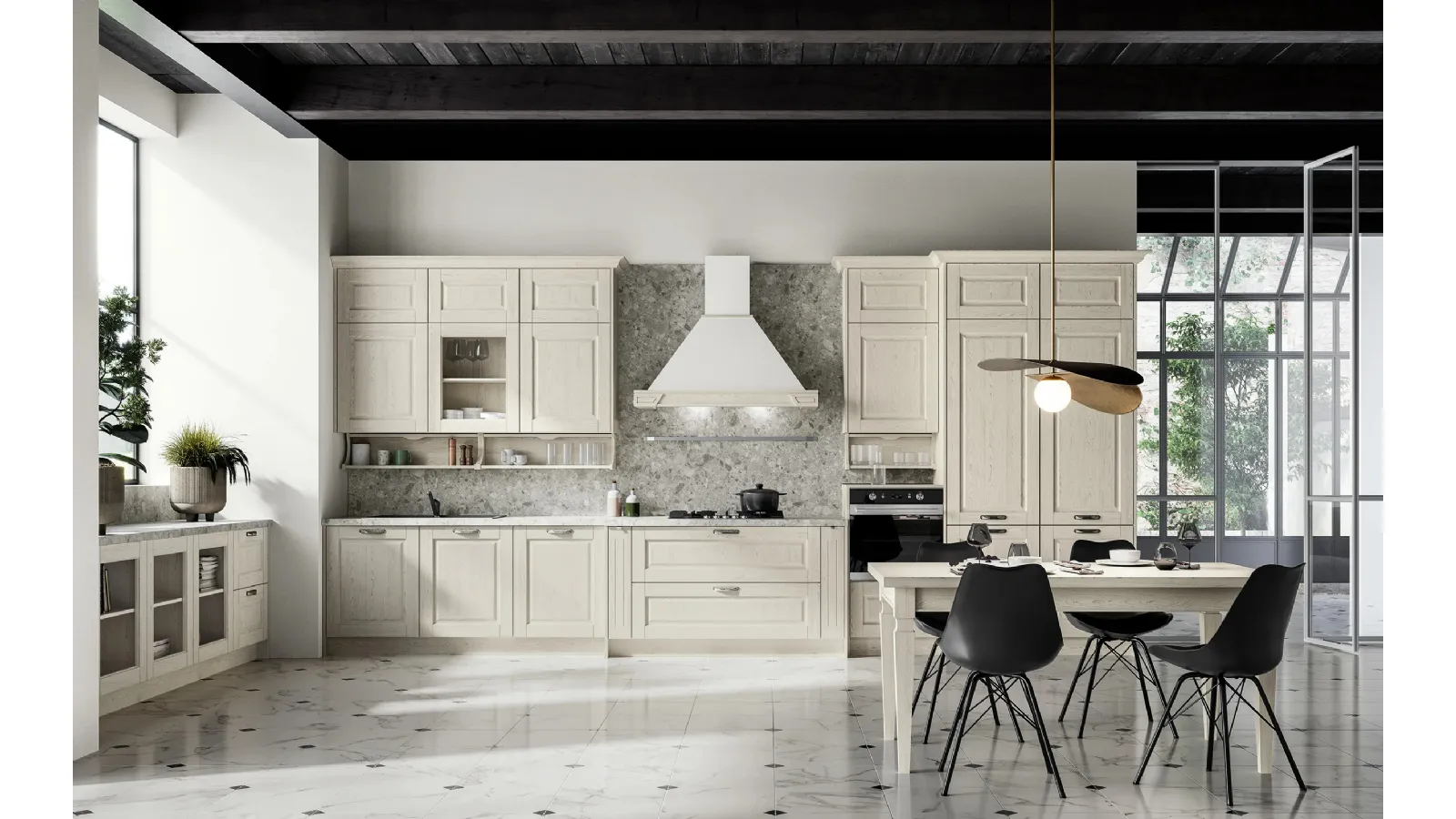 Cucina Classica lineare in frassino bianco Asolo 05 di Arredo3