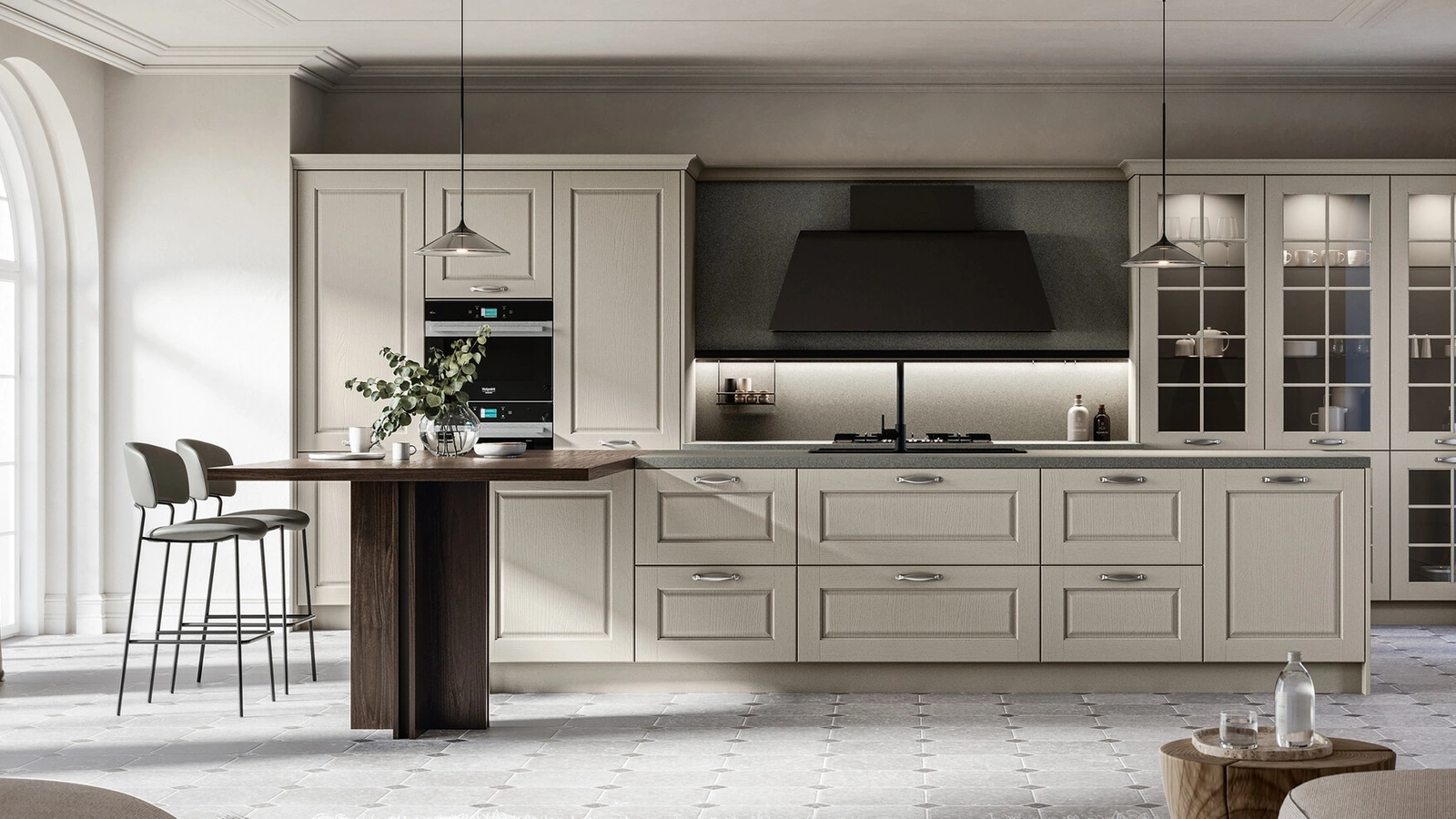 Cucina Classica in laccato a poro aperto con isola Asolo di Arredo3