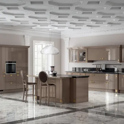 Cucina Classica Exclusiva in Laccato lucido Grigio Tundra di Scavolini