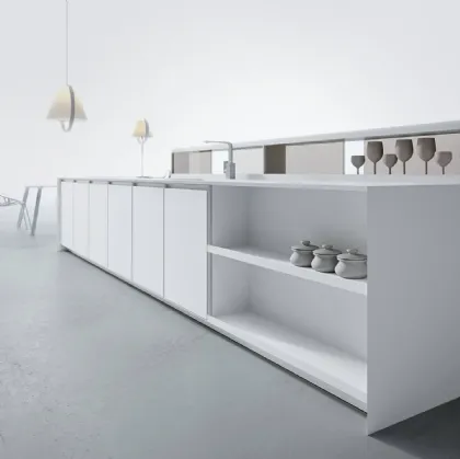 Cucina Design lineare in Corian glacier white AkB 08 02 di Arrital