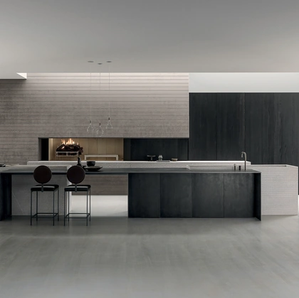 Cucina Design con isola Blade in Pietra Piasentina di Modulnova