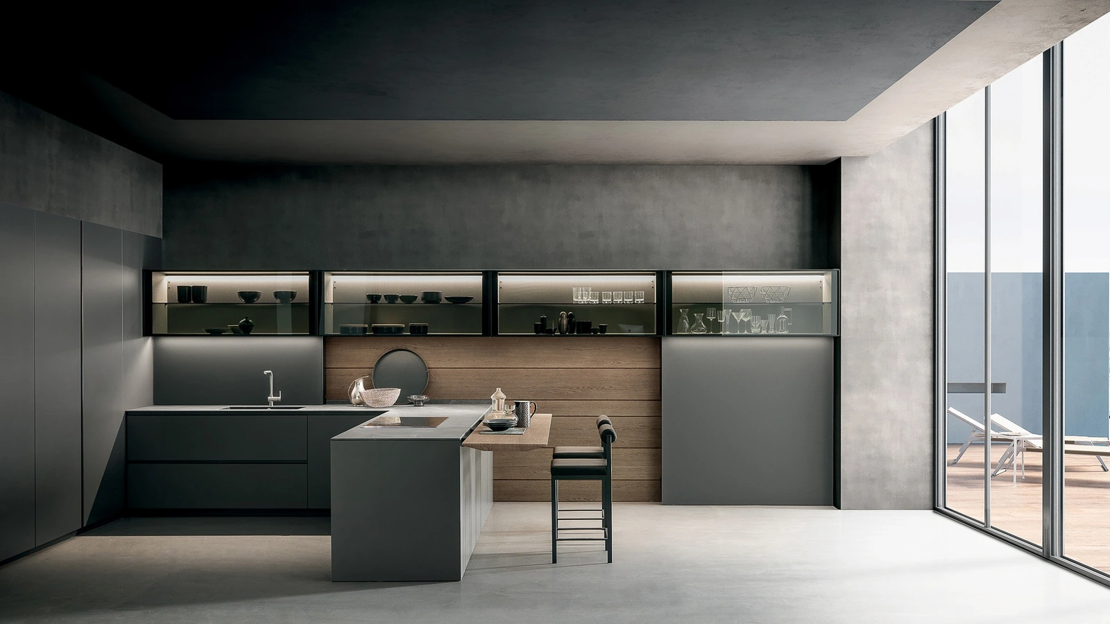 Cucina Design con penisola Light di Modulnova