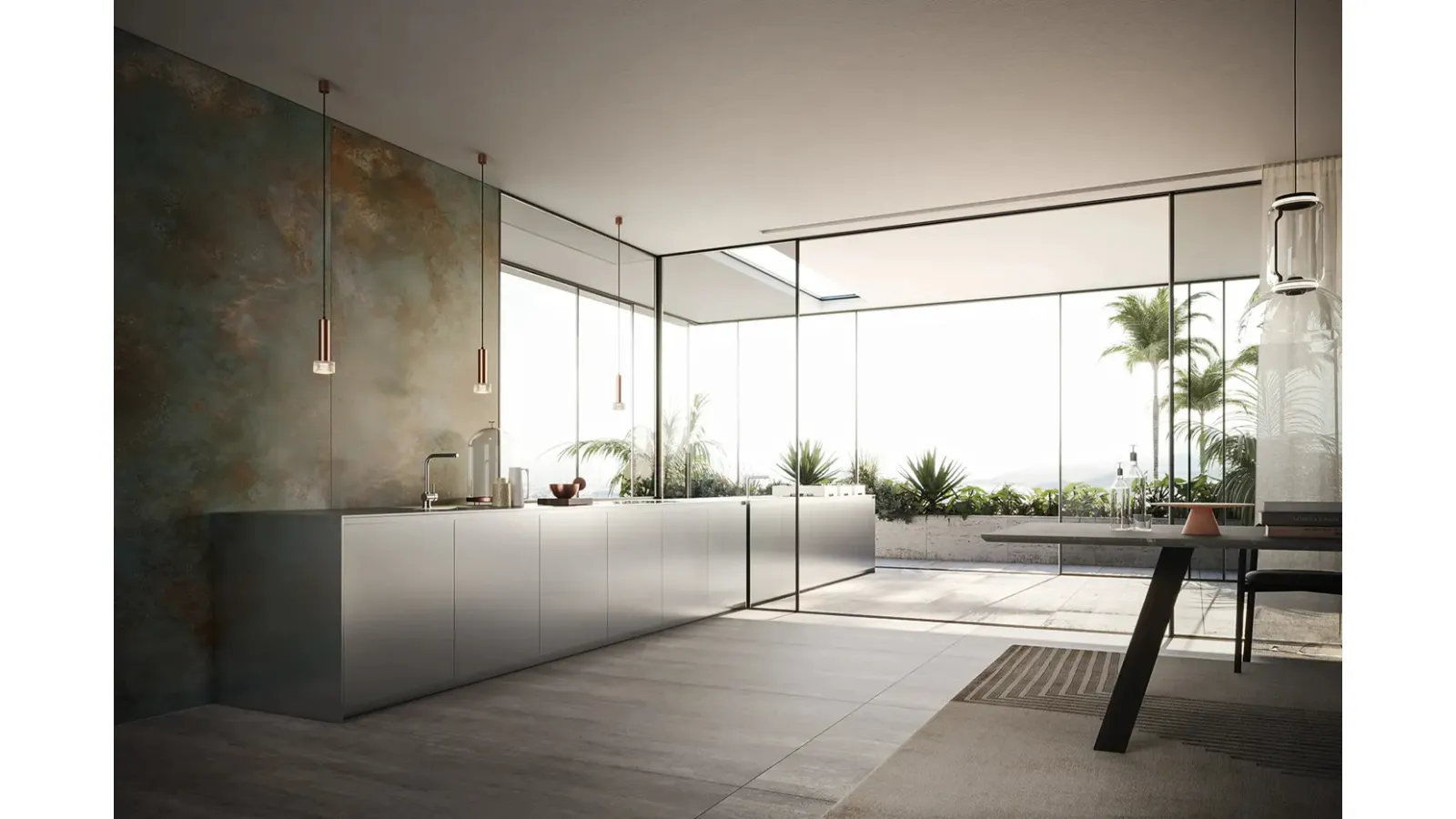 Cucina Design lineare Project 03 in acciaio inox di Modulnova