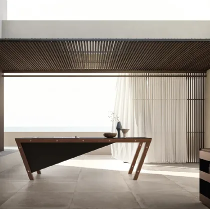 Cucina Design a isola in acciaio e legno con top in gres Project 07 di Modulnova