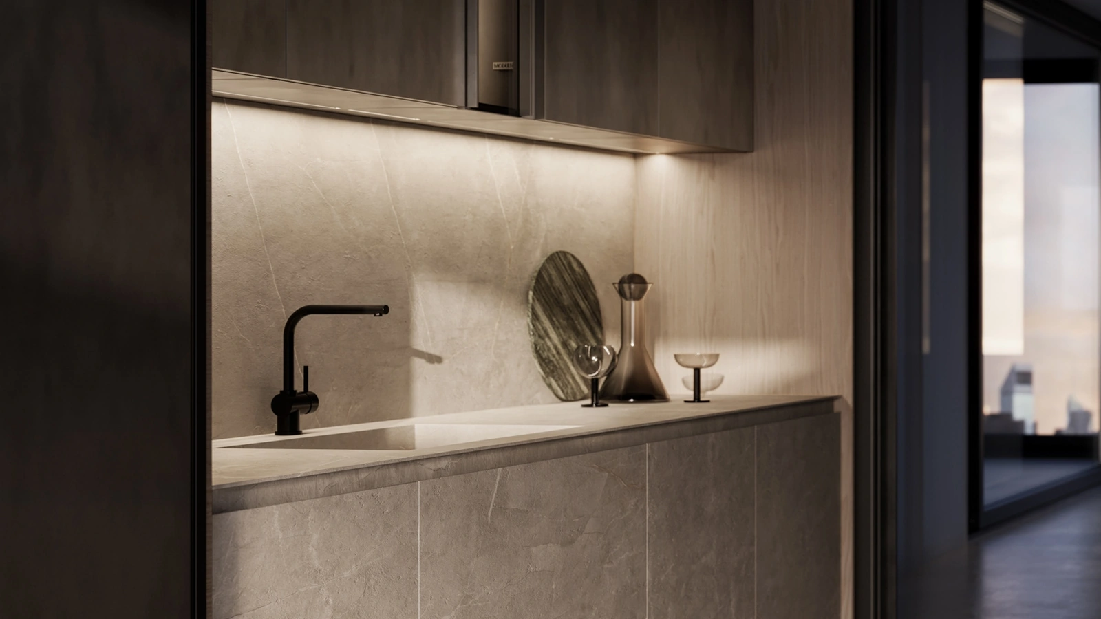 Cucina Design con penisola Skill Gres di Modulnova
