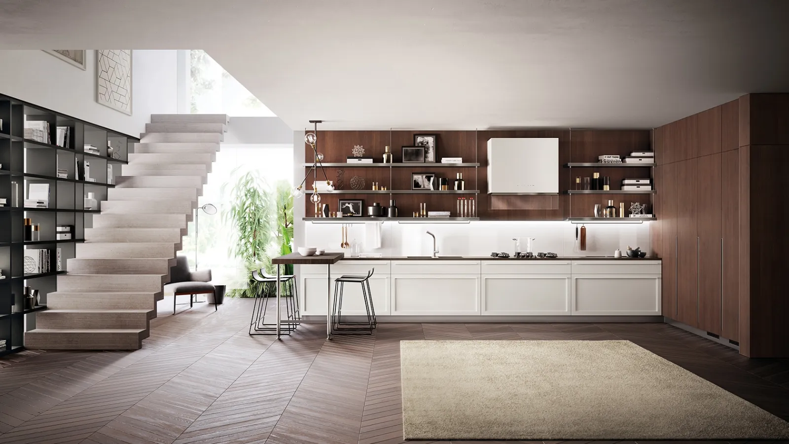 Cucina Moderna Carattere Bianco Prestige e Rovere Nabuk di Scavolini