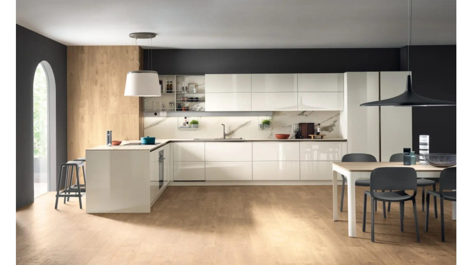 Cucina Moderna Dandy Plus Bianca Lucida di Scavolini